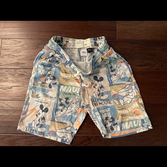 MENS ZARA DISNEY HAWAIIAN MICKEY MOUSE LIGHTWEIGHT DRAWSTRING SHORTS - Picture 2 of 4